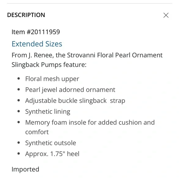 J. Reneé Strovanni Ivory/Gold Floral Pearl Ornament Slingback Pumps - Picture 4 of 6